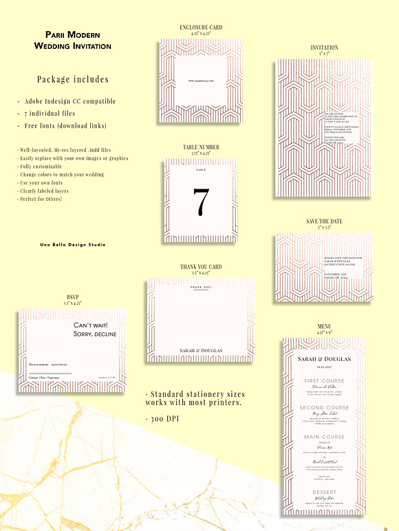 Parii Modern Wedding Stationery in Wedding Templates - product preview 4