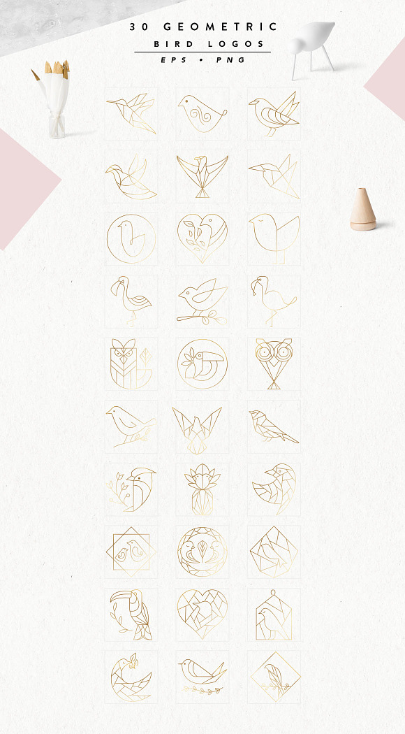 Geometric Bird Logos EPS & PNG in Logo Icons - product preview 7