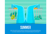 Summer aquapark poster with water tube