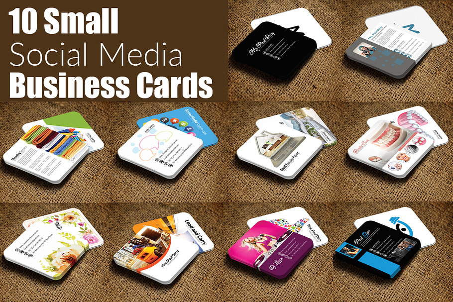 10 Multiuse Mini Contact Card Bundle in Business Card Templates - product preview 8