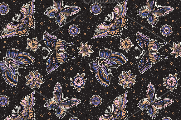 Butterflies Old School Tattoo in Patterns - product preview 5