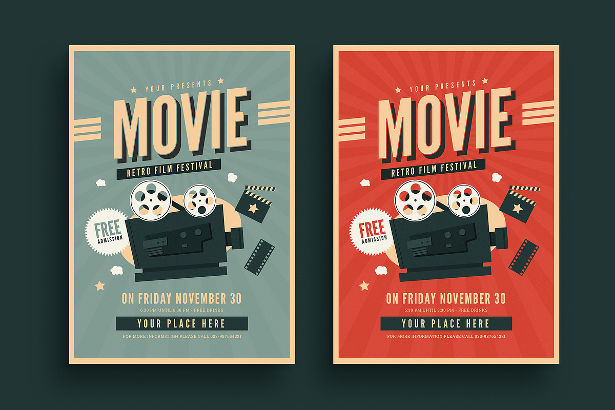 Old Retro Movie Festival Flyer in Flyer Templates - product preview 8