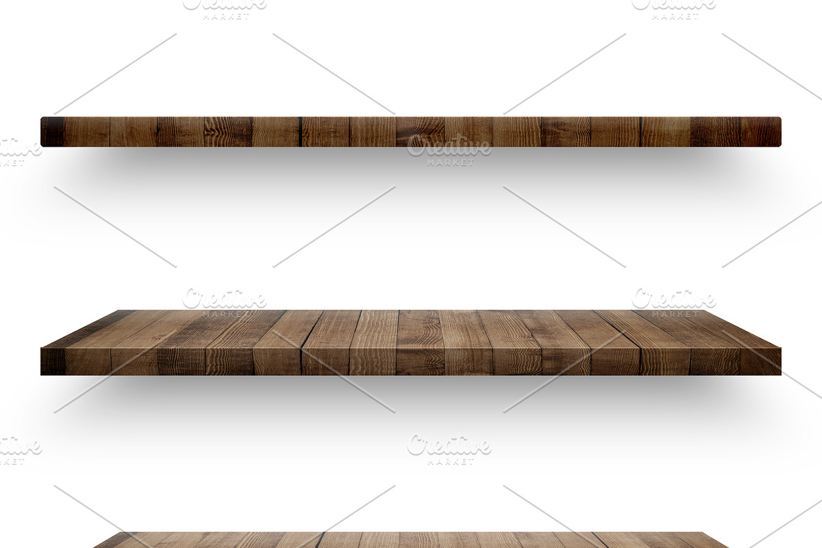 Wooden shelf template set isolated in Textures - product preview 8