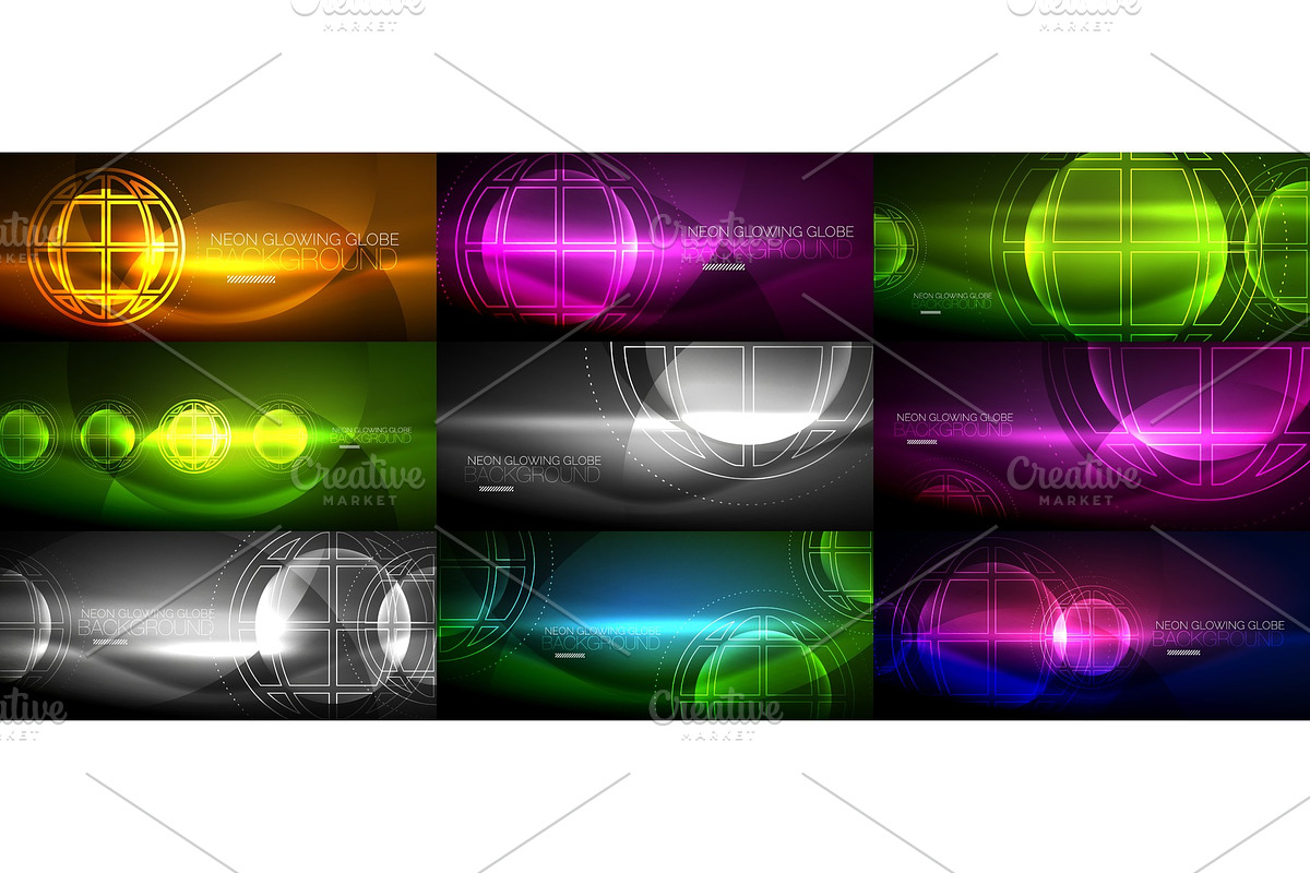 Set of techno earth planet concept backgrounds, global idea in Illustrations - product preview 8