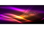 Neon purple elegant smooth wave lines digital abstract background
