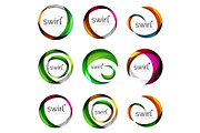 Set of swirl circles abstract vector icons. Circle, helix, rotation, spiral motion concepts