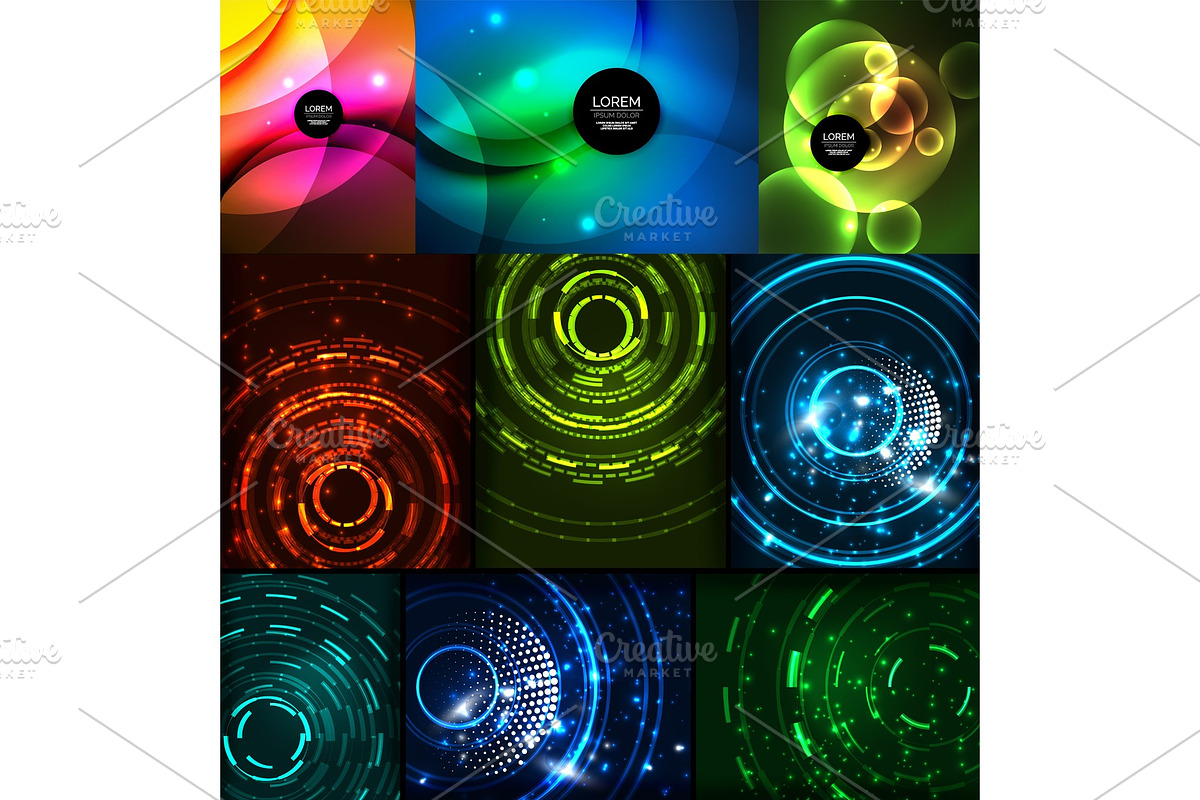 Neon glowing backgrounds in Illustrations - product preview 8
