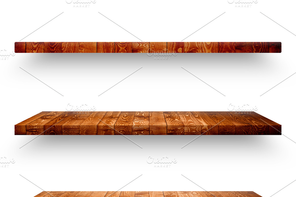 Wooden shelf template set isolated in Textures - product preview 8