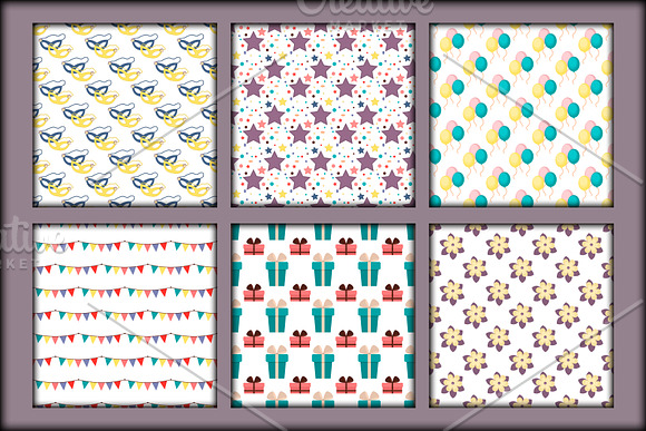 HAPPY BIRTHDAY SEAMLESS PATTERNS in Patterns - product preview 1
