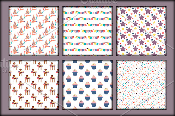HAPPY BIRTHDAY SEAMLESS PATTERNS in Patterns - product preview 2