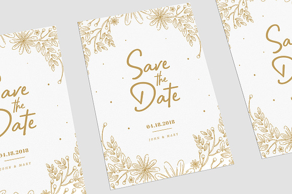 Gold Floral Wedding Invitation in Wedding Templates - product preview 2