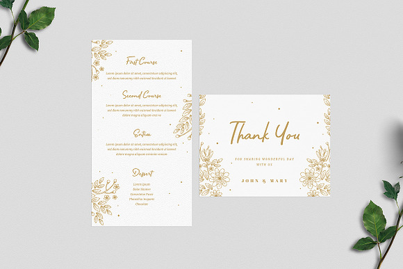 Gold Floral Wedding Invitation in Wedding Templates - product preview 4