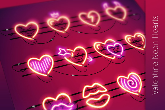 Valentine Neon Hearts in Neon Icons - product preview 1