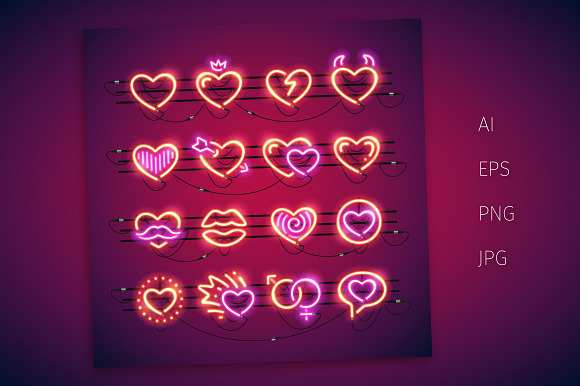 Valentine Neon Hearts in Neon Icons - product preview 2