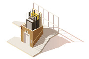 Vector isometric low poly elevator cutaway icon