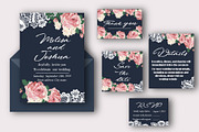 Lace and flowers invitation set