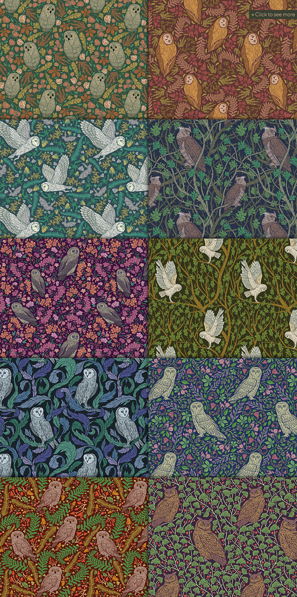 Owls & Floral patterns in Patterns - product preview 1