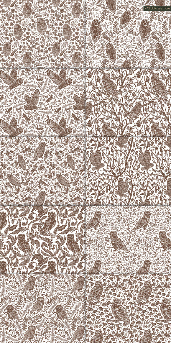 Owls & Floral patterns in Patterns - product preview 2
