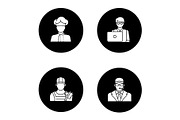 Professions glyph icons set
