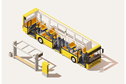 Vector isometric low poly bus cross-section