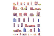 Vector low poly buildings set