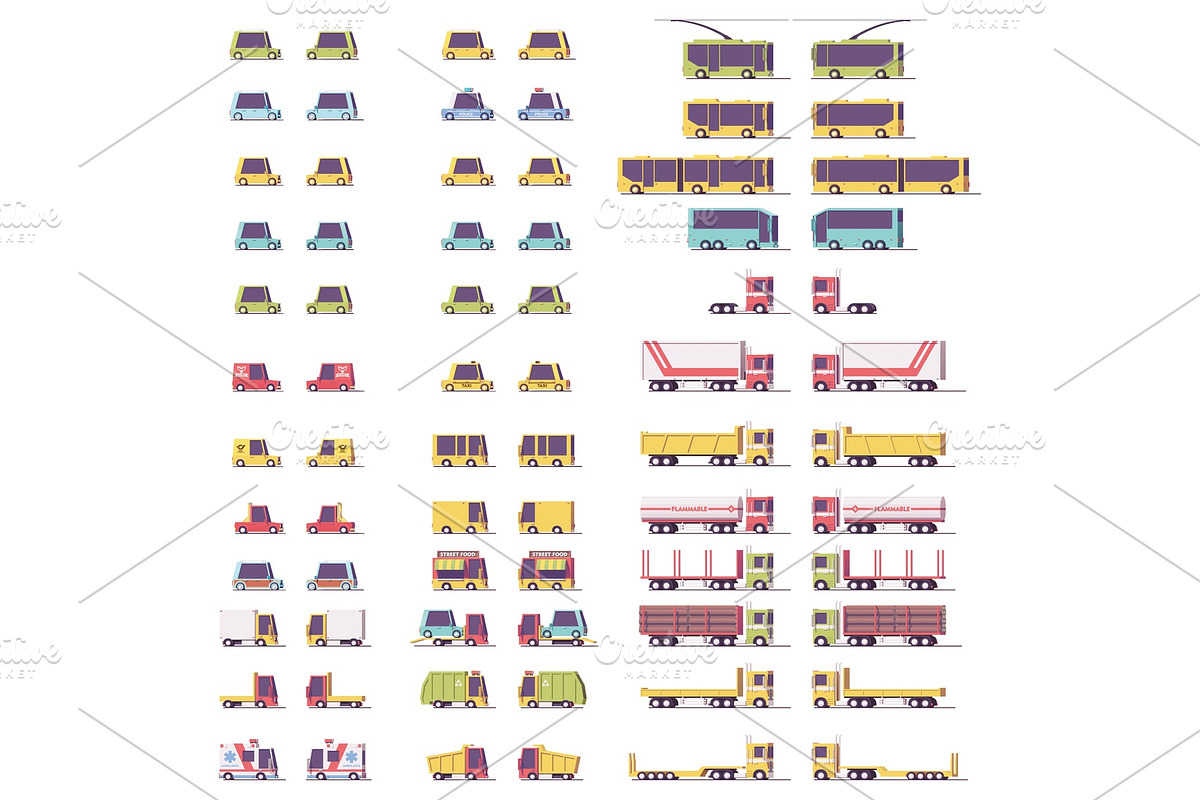 Vector isometric low poly transport set in Illustrations - product preview 8