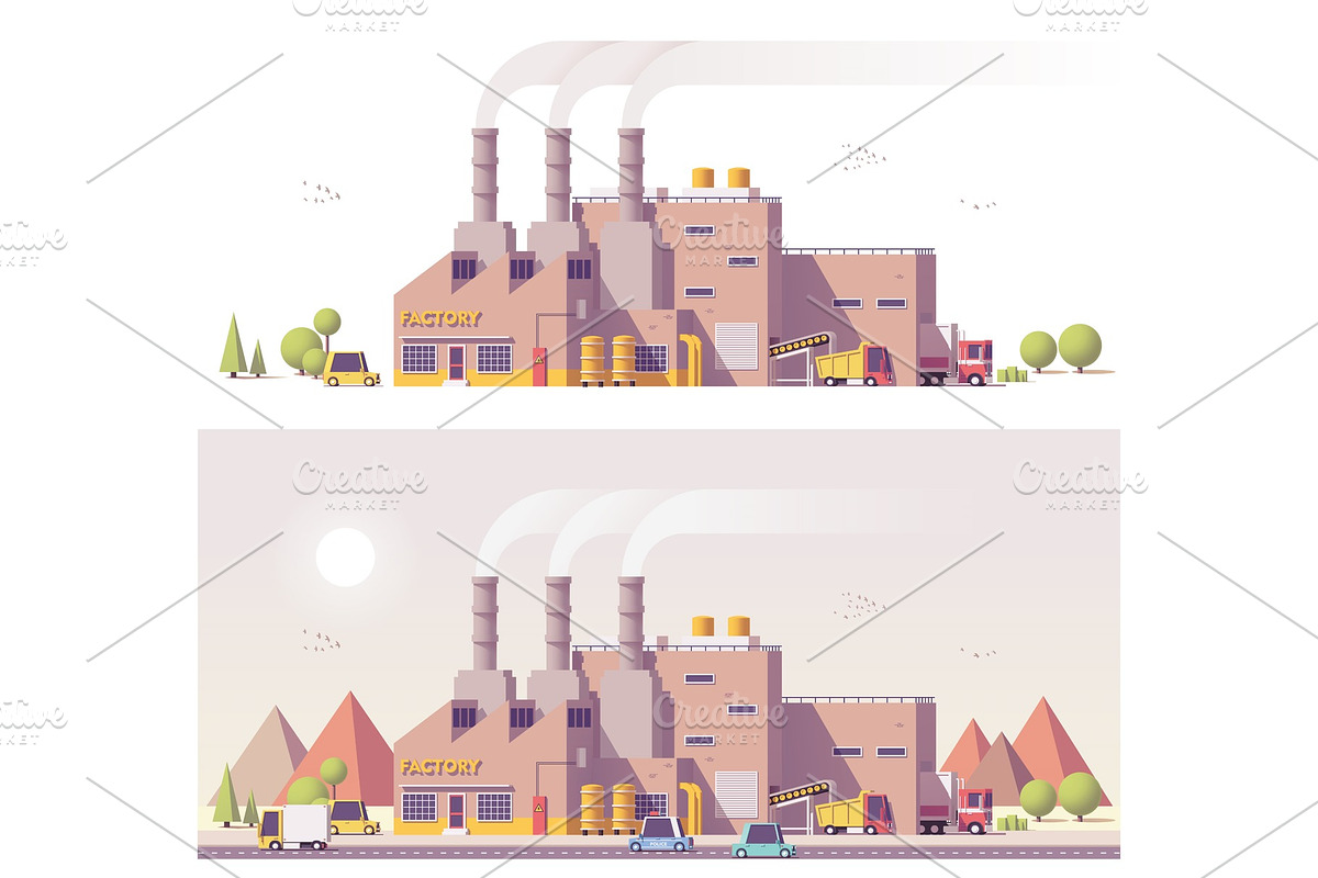 Vector low poly 2d factory in Illustrations - product preview 8