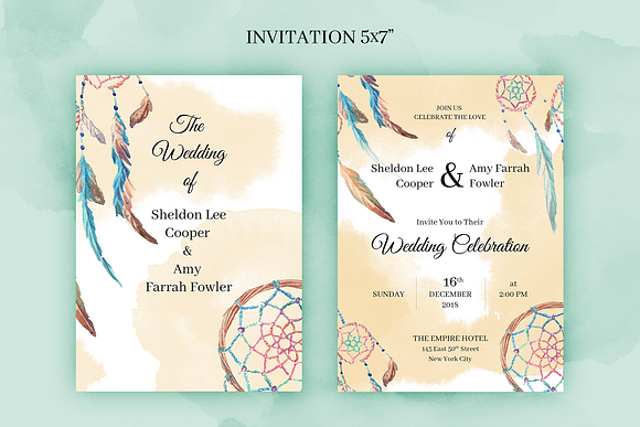 Boho2. Wedding Invitation Package in Wedding Templates - product preview 1