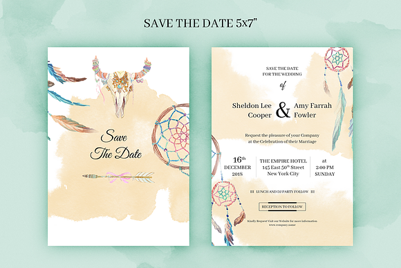 Boho2. Wedding Invitation Package in Wedding Templates - product preview 2
