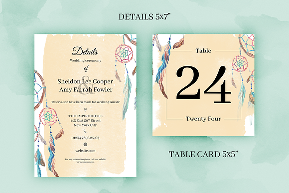 Boho2. Wedding Invitation Package in Wedding Templates - product preview 3