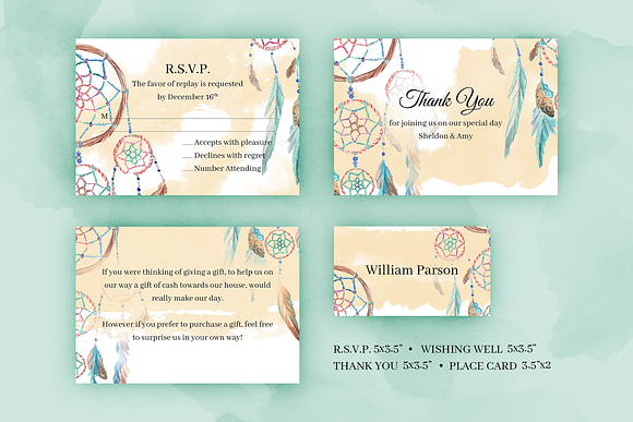 Boho2. Wedding Invitation Package in Wedding Templates - product preview 4