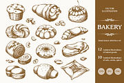 Hand drawn bakery set