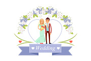 Wedding Bride and Groom Poster Vector Illustration