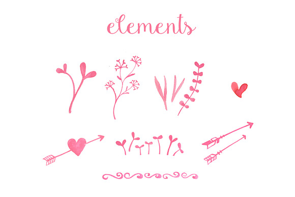 WaterColor Hearts & Design Elements in Illustrations - product preview 1