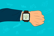 Smartwatch on the businessman's hand