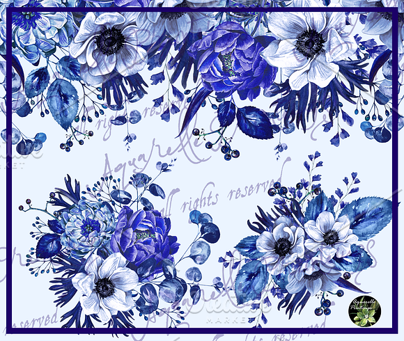 Blue China set 10 watercolor clipart in Illustrations - product preview 1