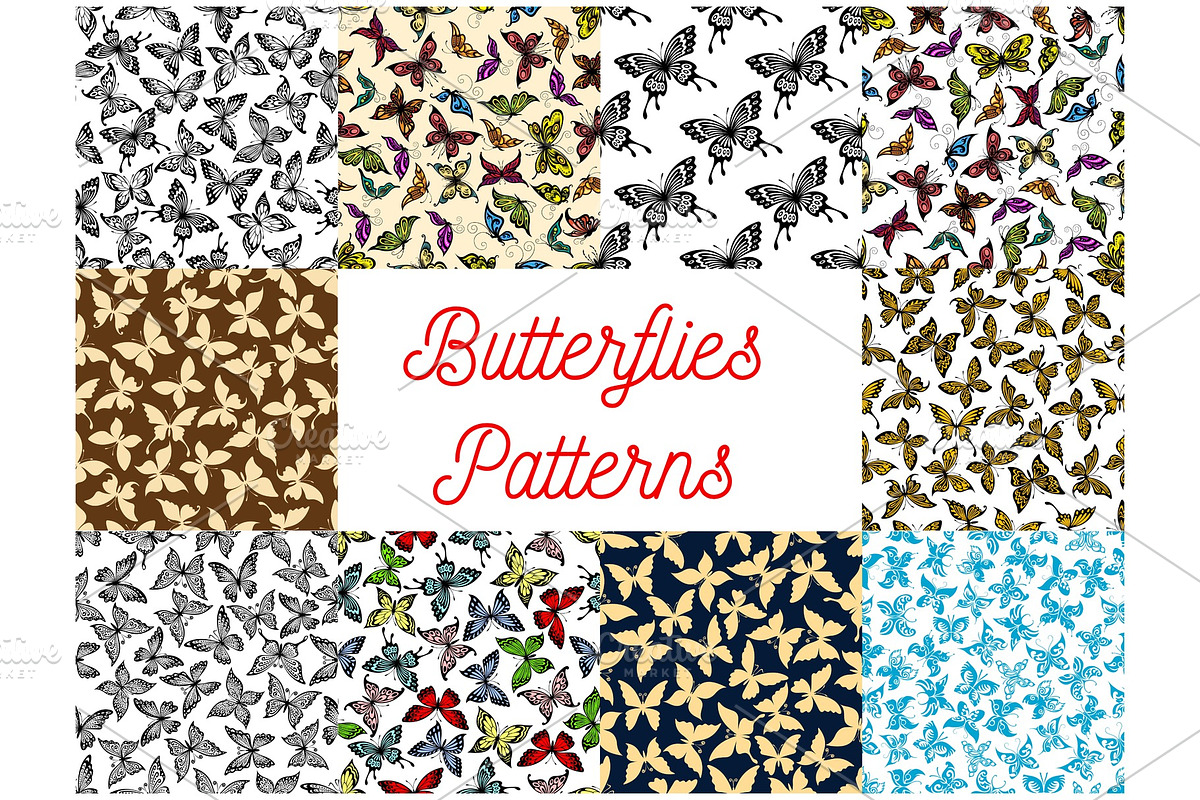 Butterfly and moth seamless pattern background in Illustrations - product preview 8