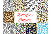 Butterfly and moth seamless pattern background