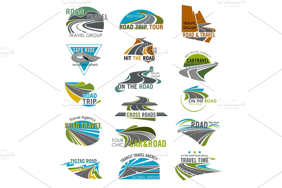 Travel or tourism agency vector road icons set in Illustrations - product preview 8