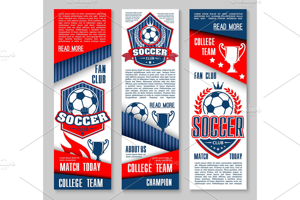 Vector banners for football or soccer sport club in Illustrations - product preview 8
