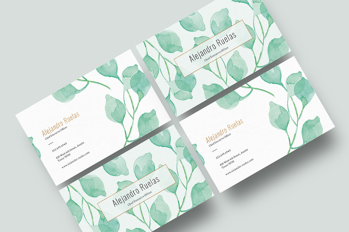 Watercolor Botanical Business Card in Business Card Templates - product preview 8