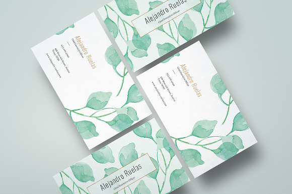 Watercolor Botanical Business Card in Business Card Templates - product preview 1