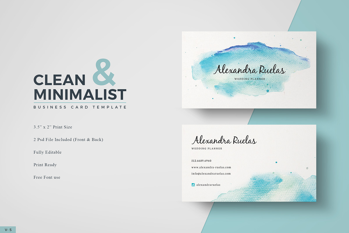 Watercolor Business Card in Business Card Templates - product preview 8