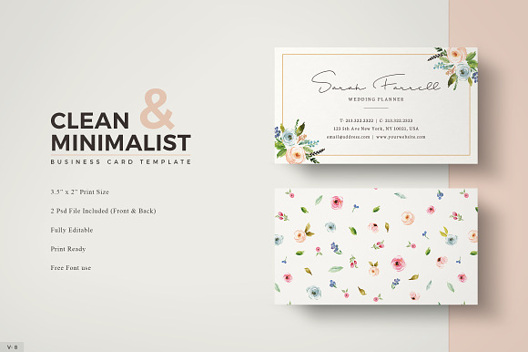 Floral Business Card in Business Card Templates - product preview 1