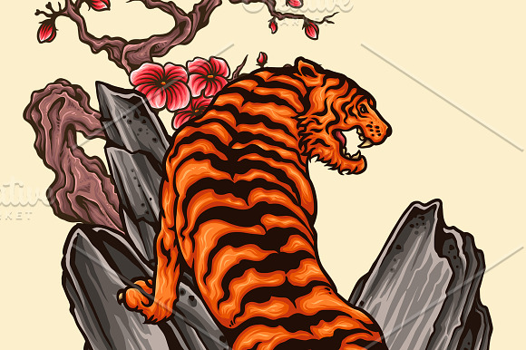Japanese Tiger Tattoo in Illustrations - product preview 2