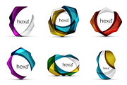 Set of hexagon shape business emblems