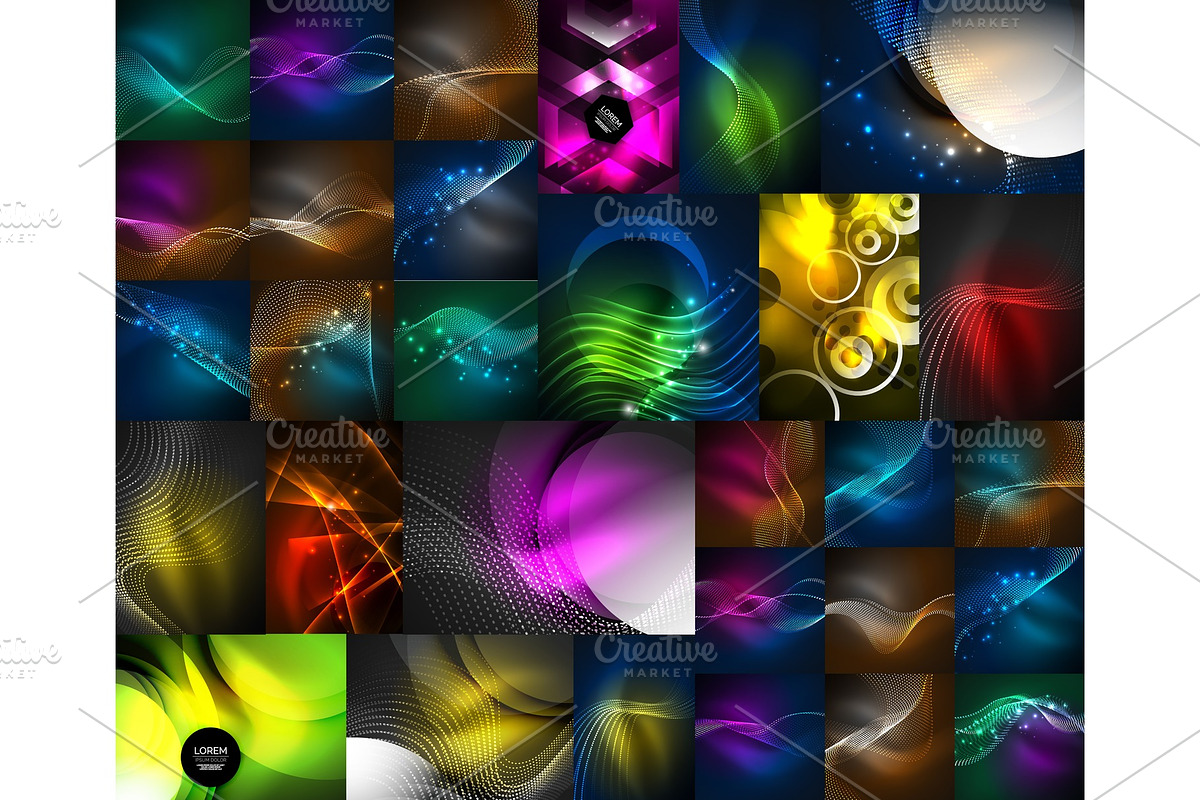 Mega collection of neon particles waves in Illustrations - product preview 8