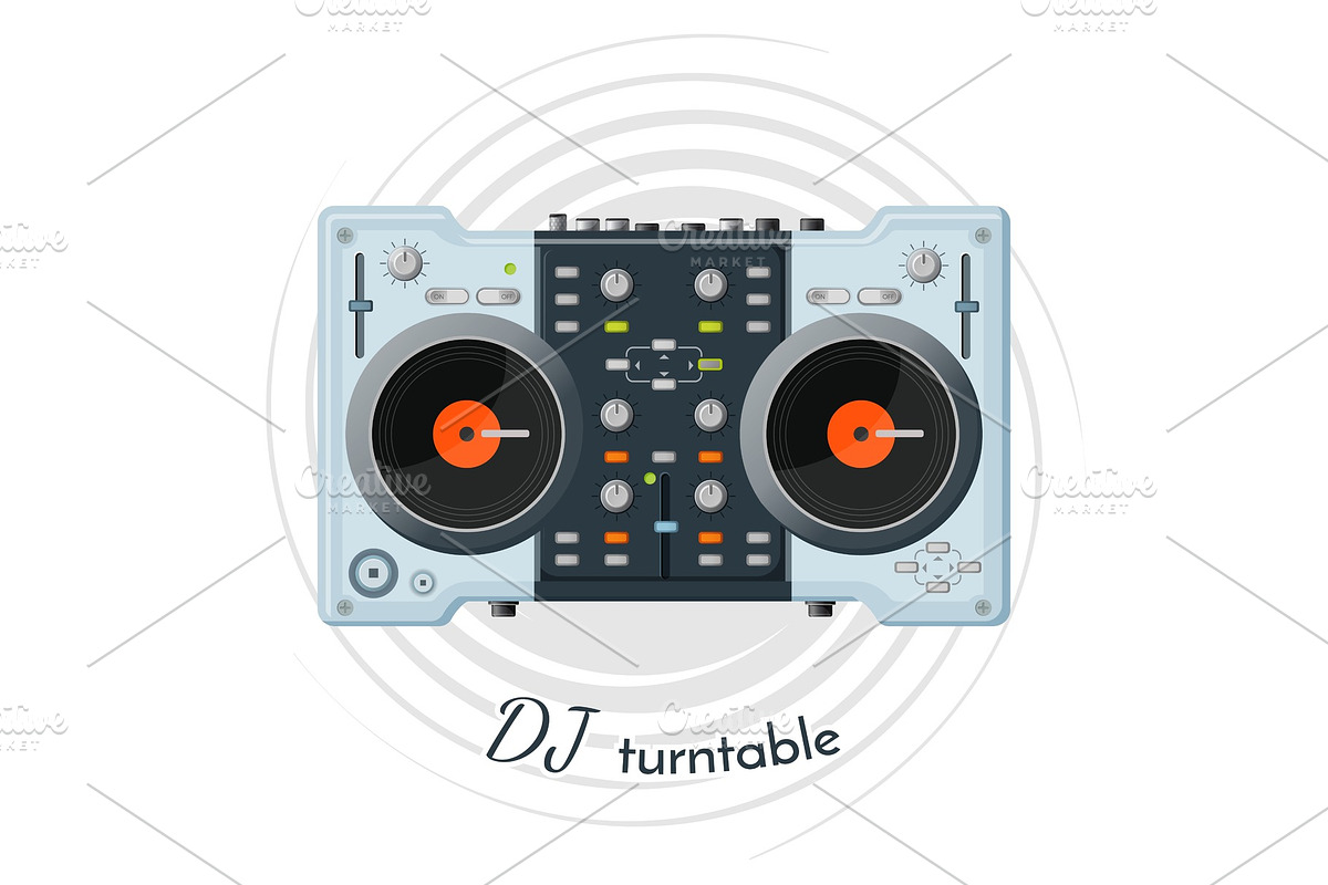 DJ turntable with lot of functions for music tune in Illustrations - product preview 8