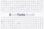 200 Icons in 8 Fonts - Bundle