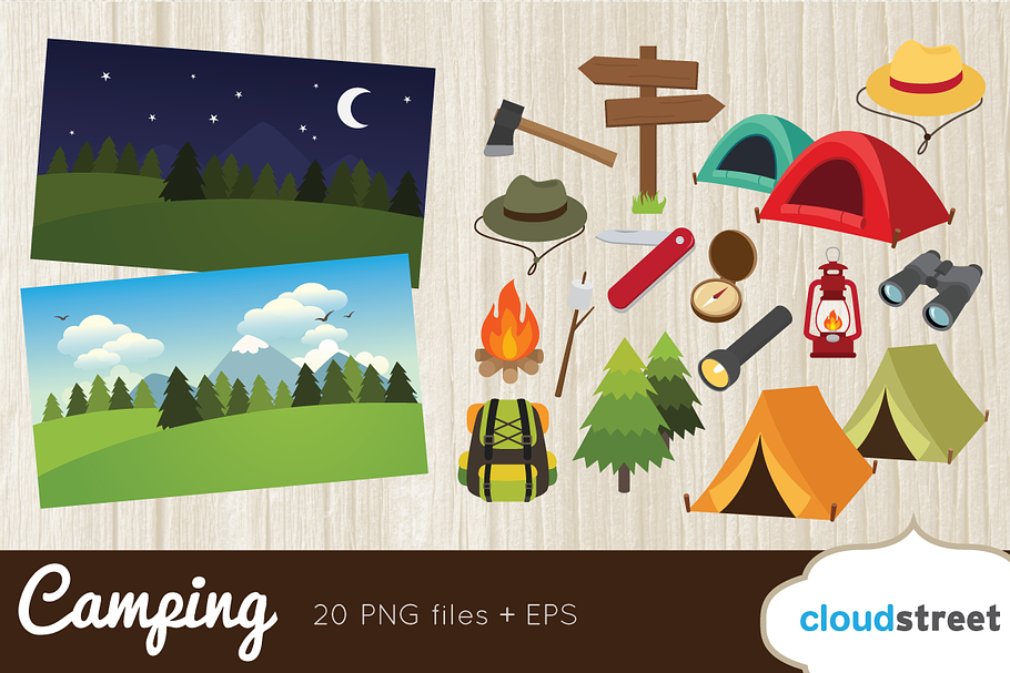 Camping Clip Art in Illustrations - product preview 8